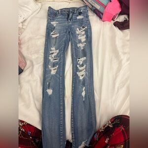 Distressed Blue Jeans